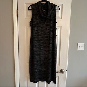 RD Style Sleeveless Midi Knit Chantal Dress Black Gray Cowl Neck size XL